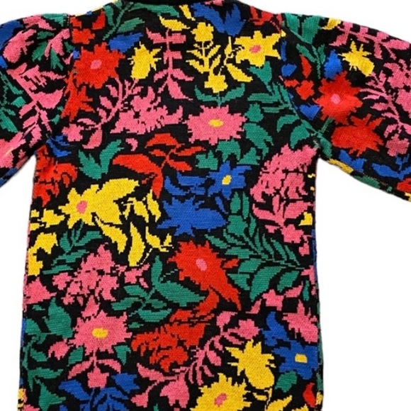 NWT Farm Rio Multicolored Tropical Garden Mock Neck Sweater Dress Size Medium - Picture 8 of 13